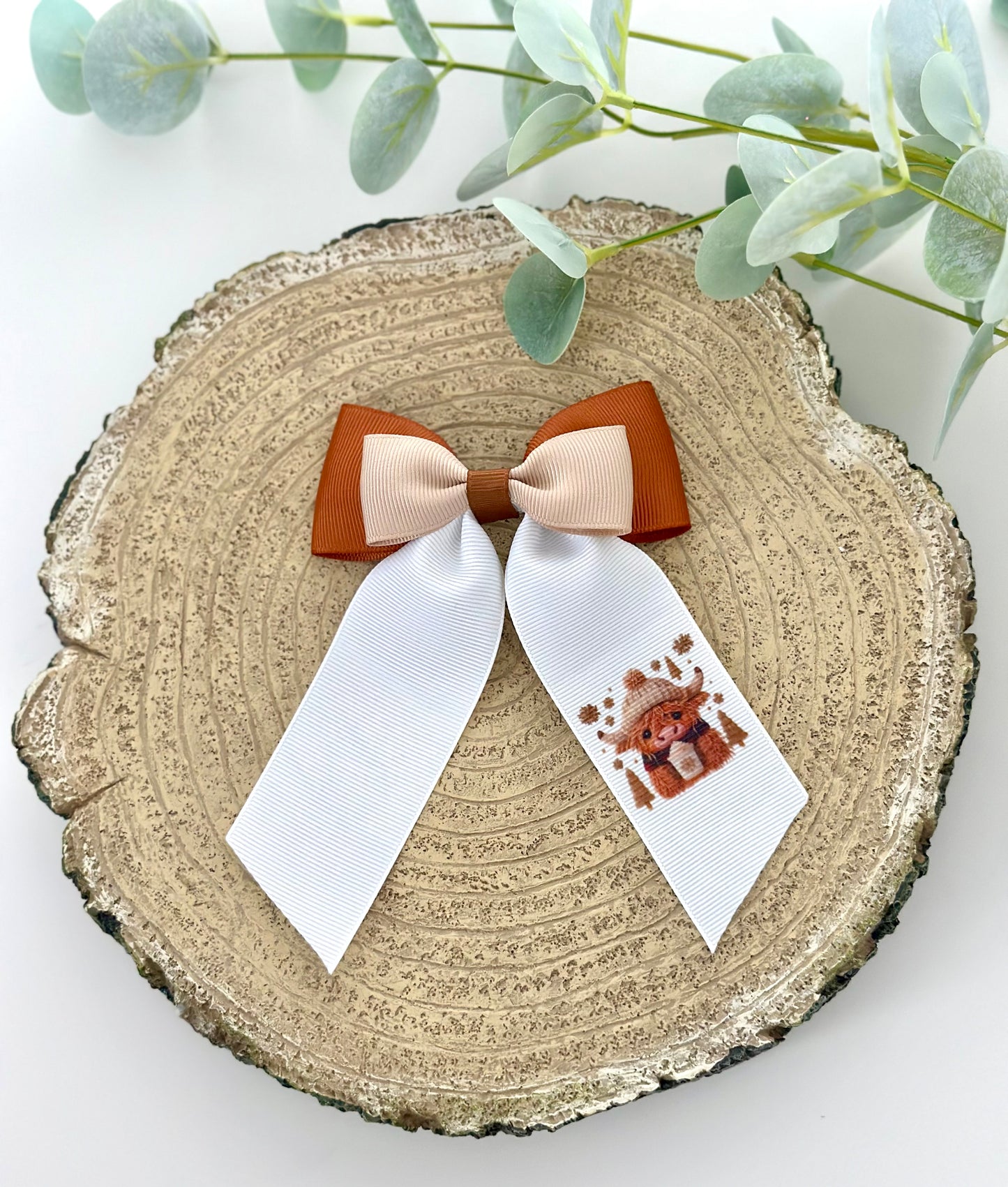 Highland Cow Ponytail Bow