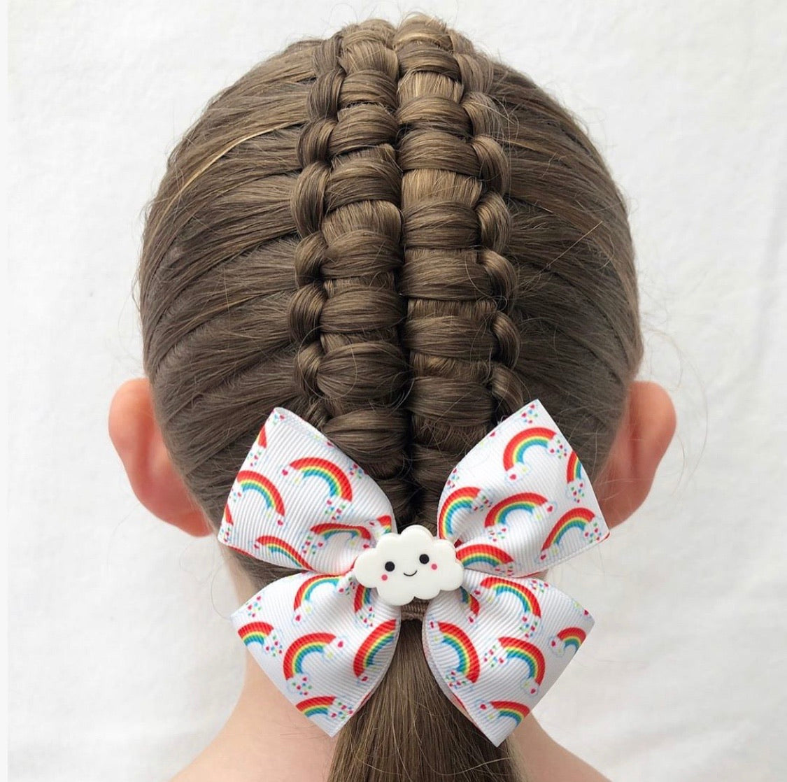 Over the rainbow with cloud large double pinch bow
