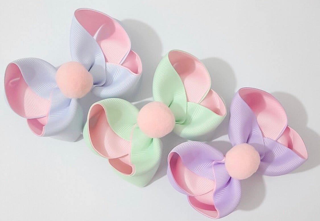 Pink Pom Pom Large Boutique Bow