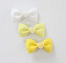 Load image into Gallery viewer, Pearl Heart Mini Bows - Clips and Headbands
