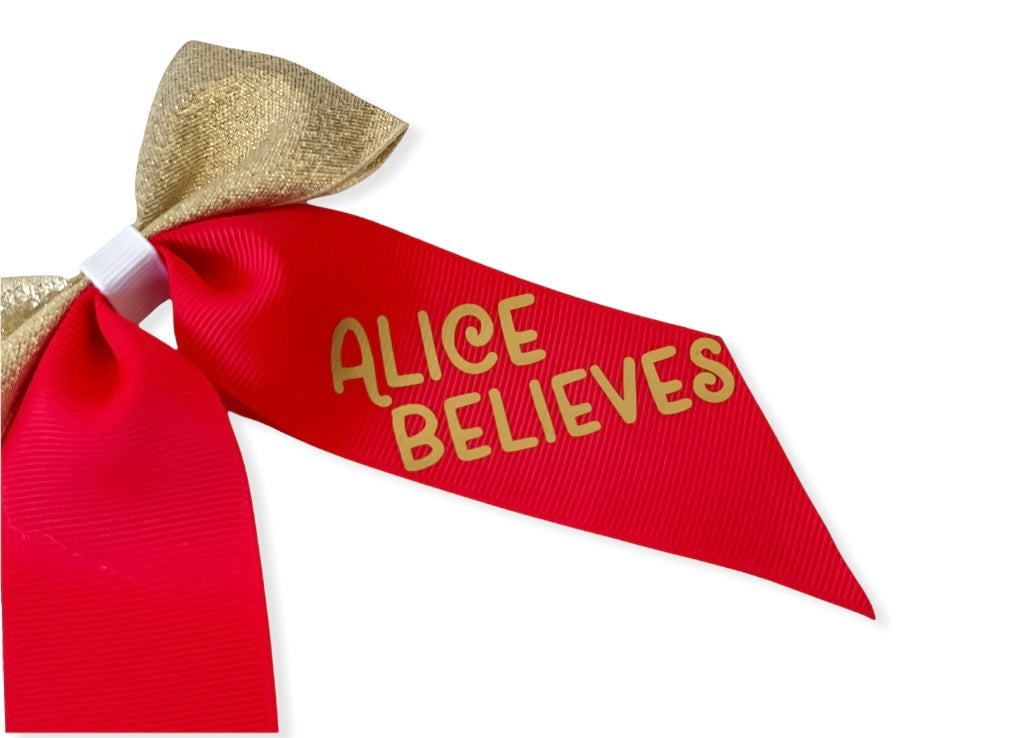 ‘Believes’ Personalised Large Ponytail bow