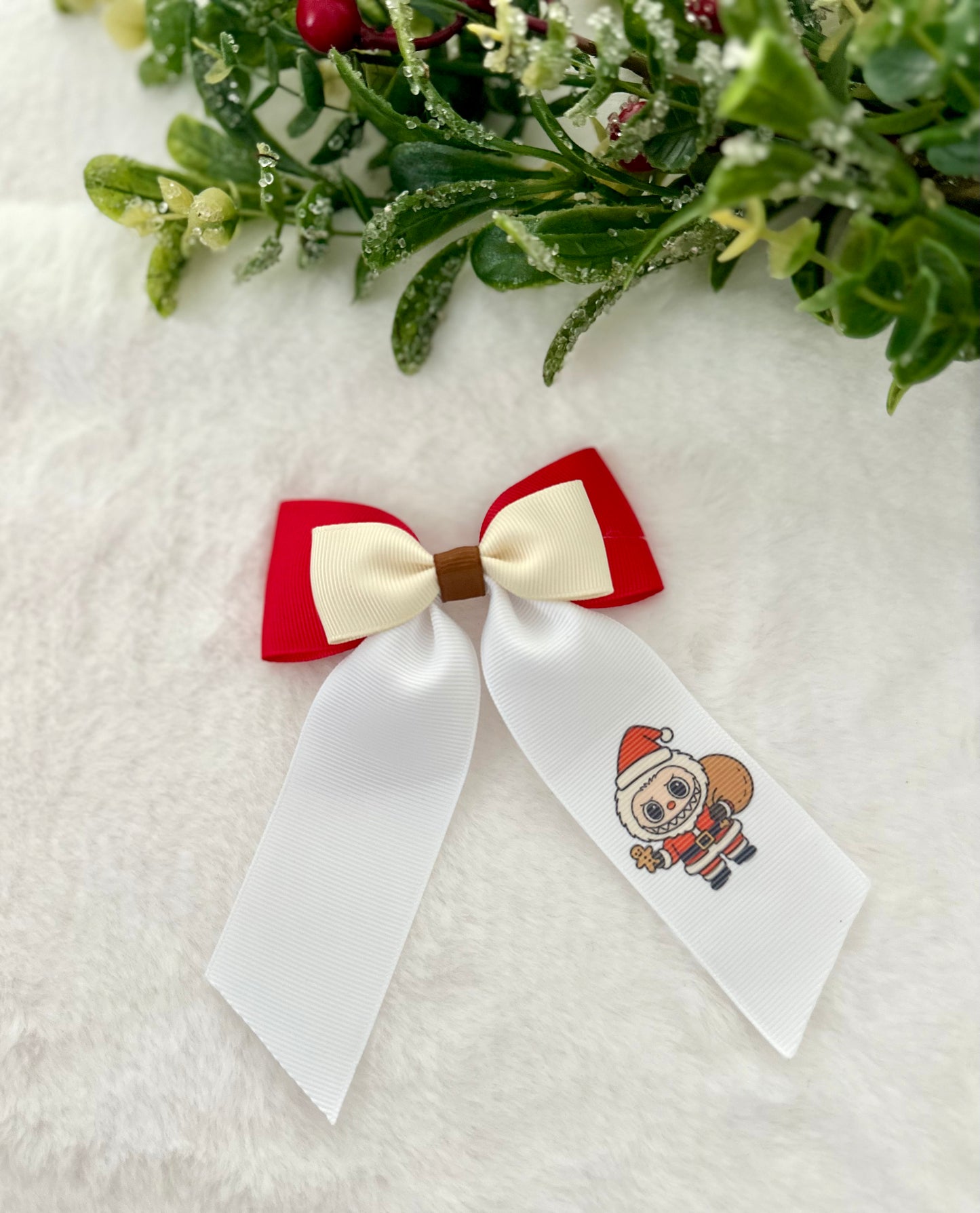 Christmas Labubu Ponytail Bow