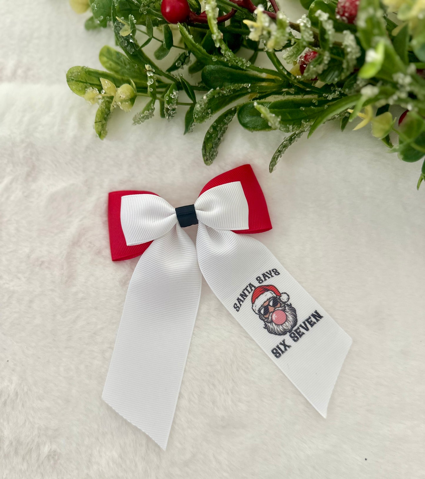 Santa Says 6 7 Ponytail Bow