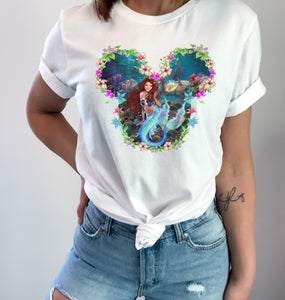 Live Action Mermaid/Mouse style T-Shirt Unisex All Sizes