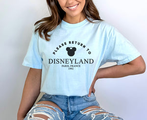 ‘Please Return to - Disneyland Paris’ Tee’s & sweatshirts Unisex All Sizes