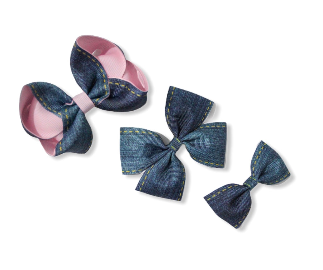 Denim Bows - All Sizes