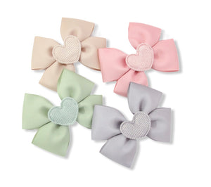 Corduroy heart large double pinch bows