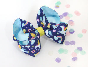 ‘Midnight unicorn’ print large boutique bow