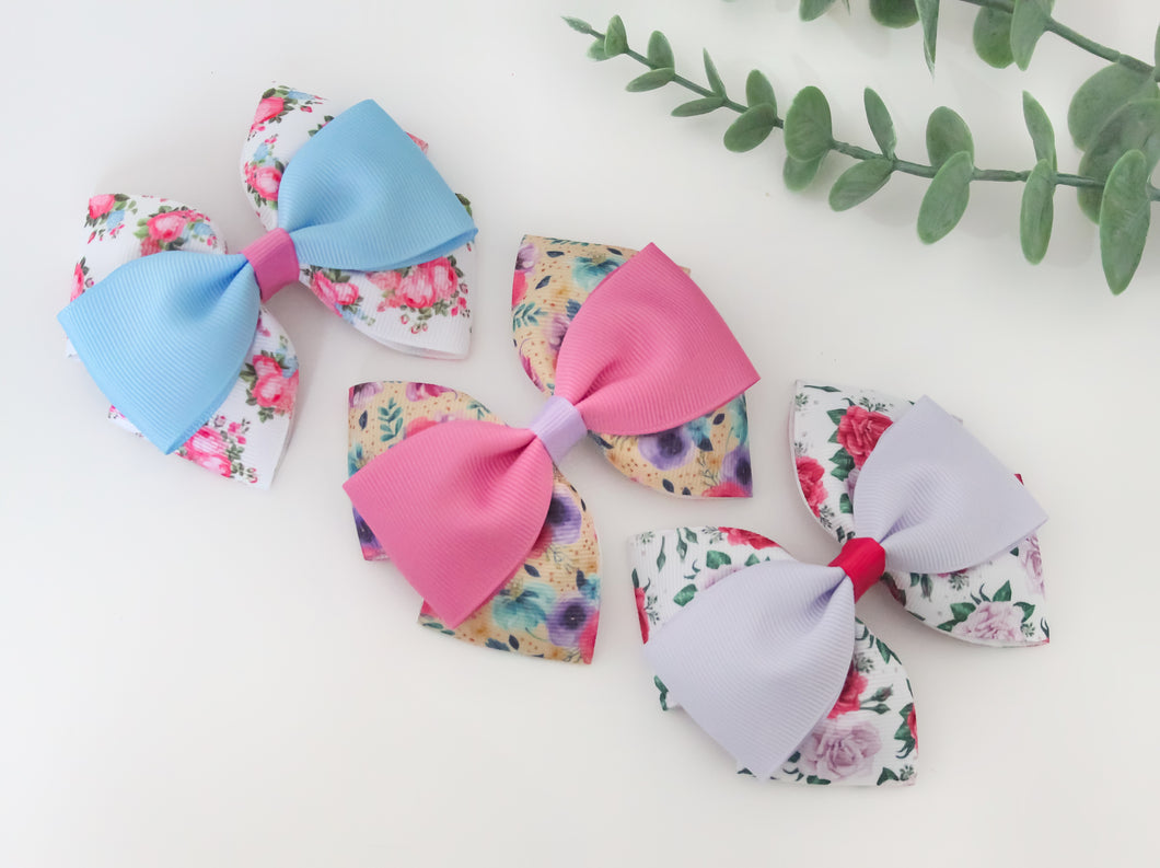 Floral Large Triple Pinch Bows