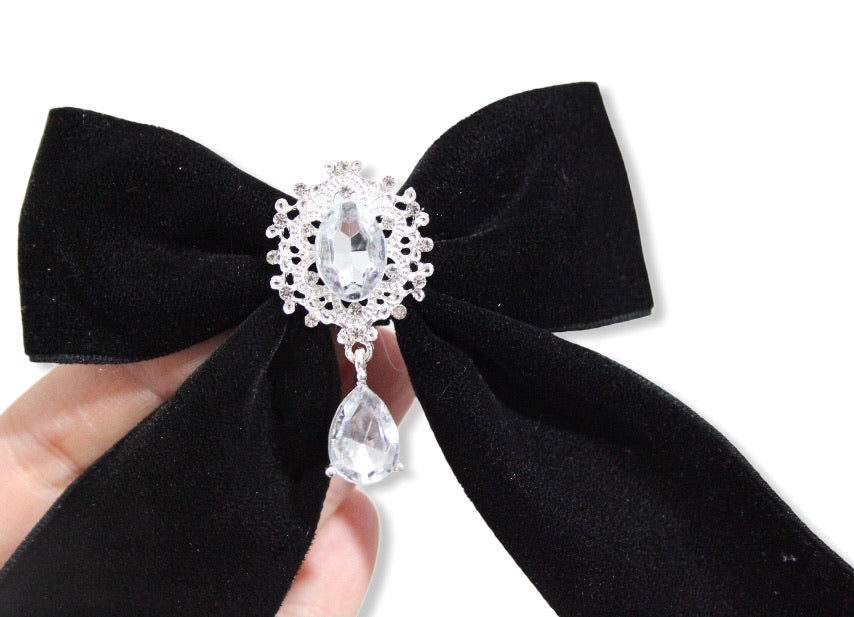 Gemstone Velvet Ponytail Bows