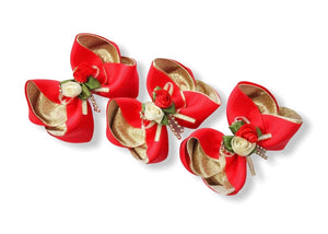Red/Gold Rose Bouquet Large Boutique Bows