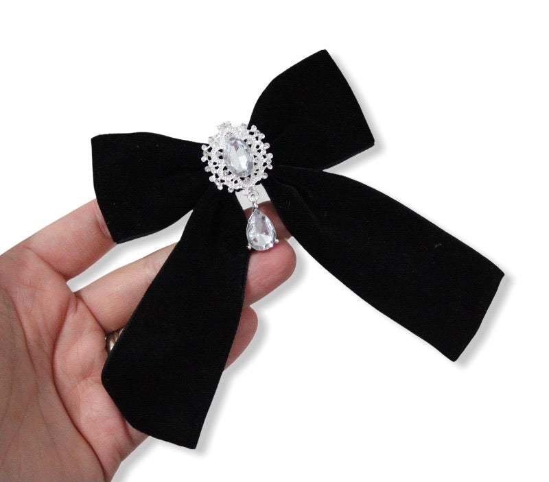 Gemstone Velvet Ponytail Bows
