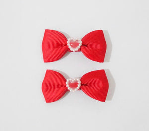 Pearl Heart Mini Bows - Clips and Headbands