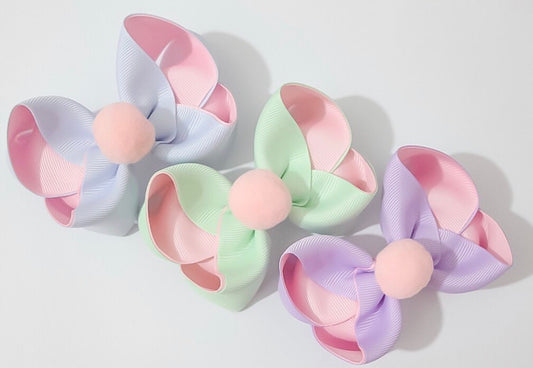 Pink Pom Pom Large Boutique Bow