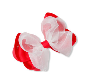 Red/White Double stacked large boutique bow