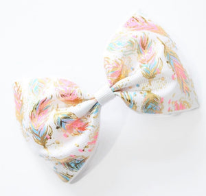 Feather Print XL Pinch Bow