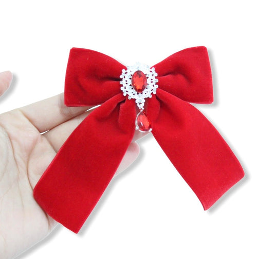 Gemstone Velvet Ponytail Bows