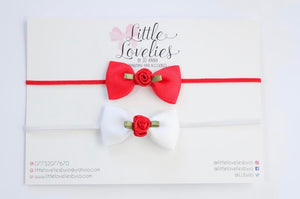 Red Rose Mini Bow - Clips and Headbands
