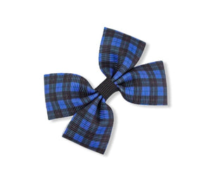 Blue Check Double Pinch Bows