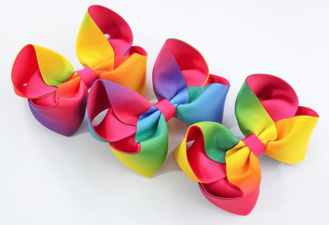 Bright rainbow large boutique bow