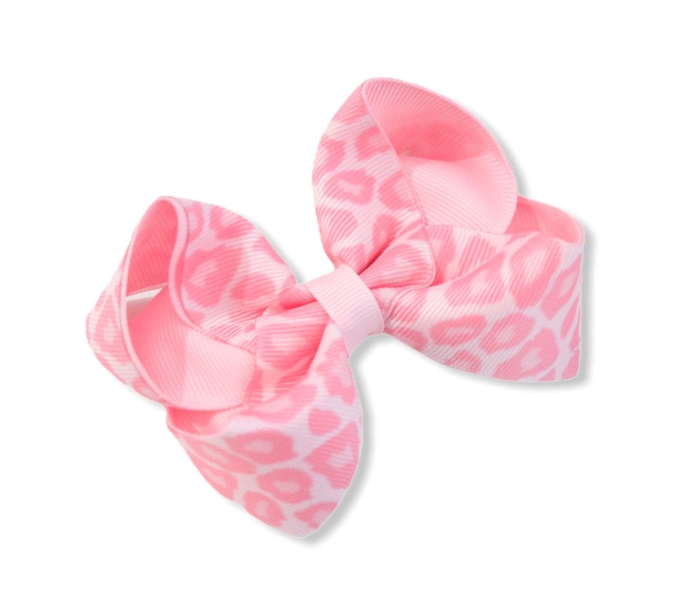Pink Leopard print large boutique bow