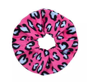 Hot pink  Leopard Print Scrunchies