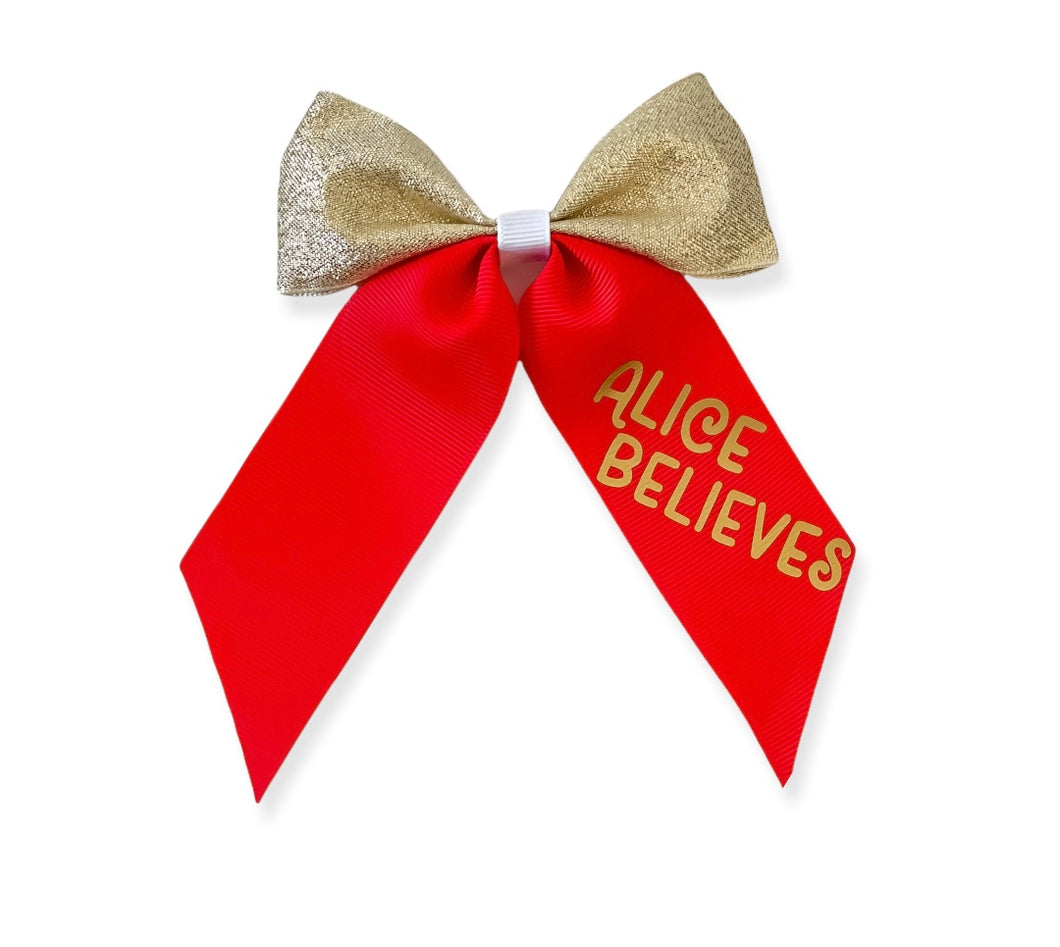 ‘Believes’ Personalised Large Ponytail bow