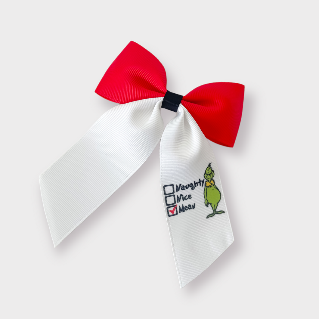 Naughty, Nice, Mean Hair Bows  (all sizes)